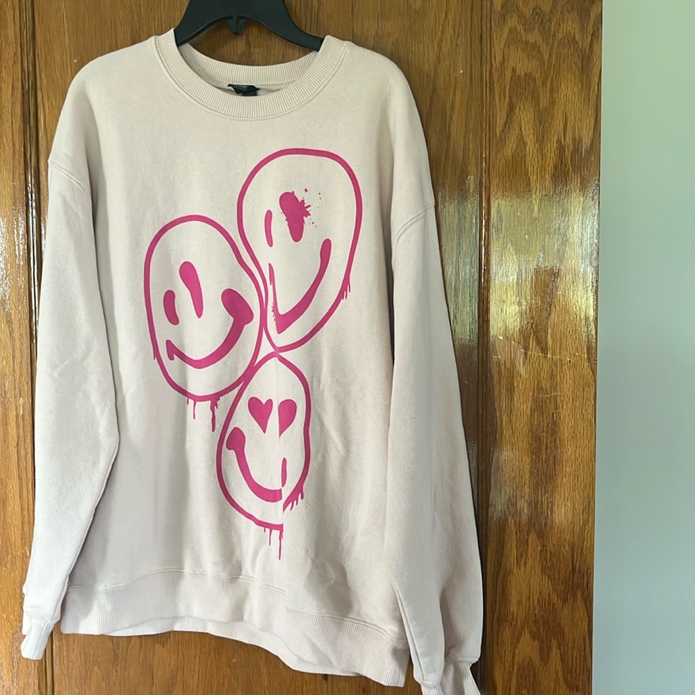Pink smiley crewneck